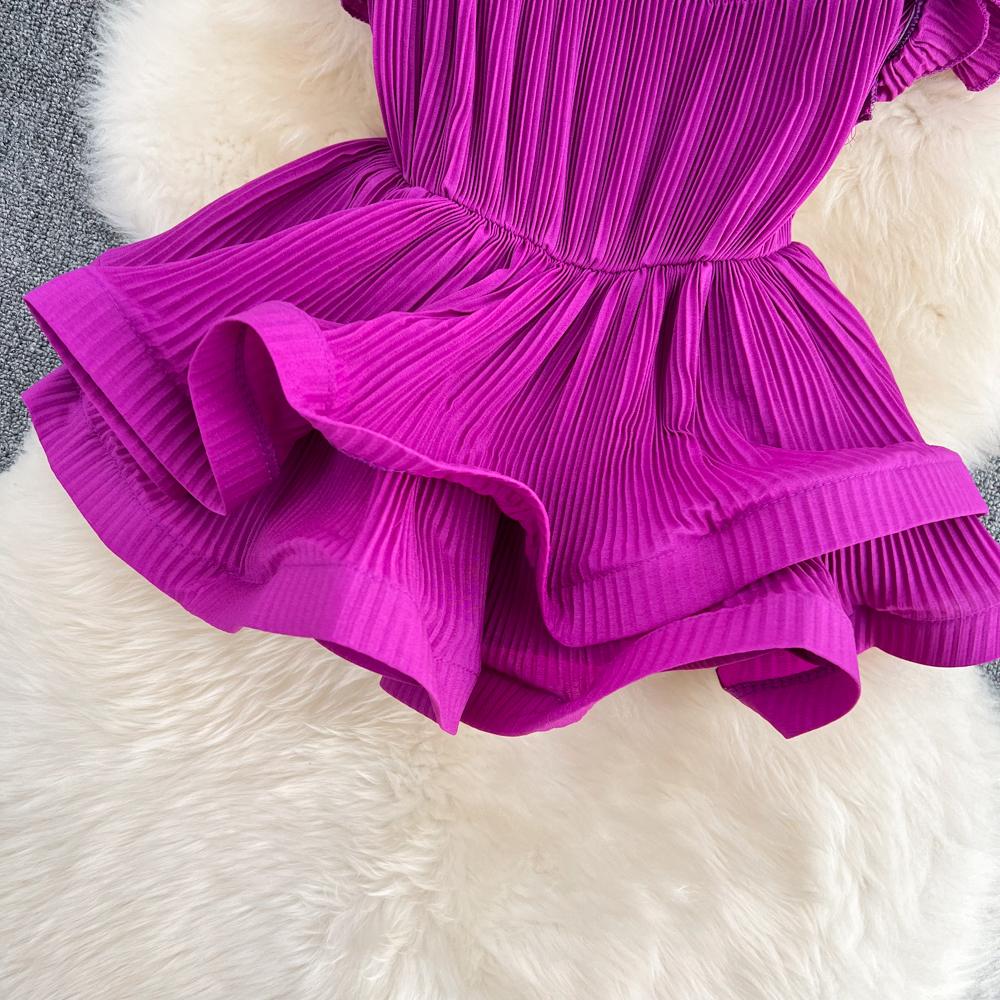 RUGOD Летний новый стиль, универсальная пресс-плиссированная шифоновая рубашка с завязками на талии и листьями лотоса, женский короткий топ в иностранном стиле