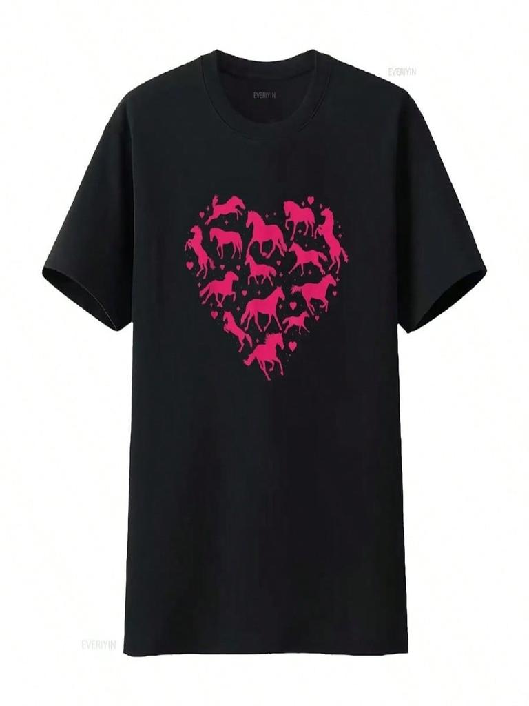 Valentines Horses Day Horse Animal Equestrian T Shirt Vintage Washed Streetwear Stylish Casual Designer Clothes Comfortable