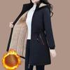 Down Padded Jacket Women's Mid-length Plus Velvet Thick Winter Padded Jacket Middle-aged Padded Jacket
