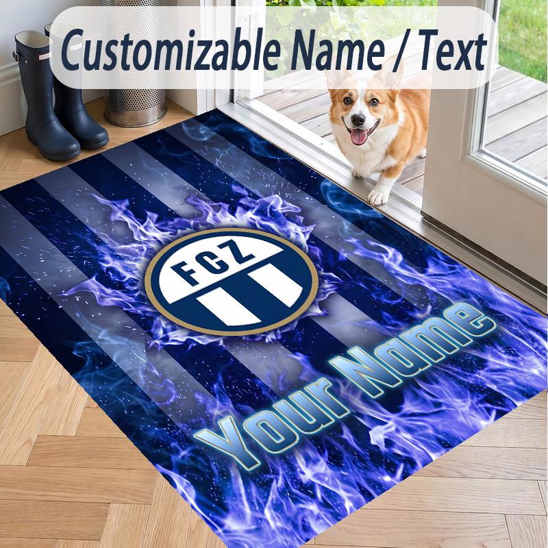 Custom Text Printed Rug FC Zürich Non Slip Floor Carpet For Home Room Decor