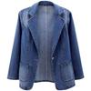 Women's Slim Fit Denim Jacket, Suit Collar, Solid Color, One-Button Cardigan - Spring & Autumn Trendy