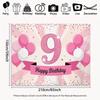 2D Фон-ткань «Счастливого 9-го дня рождения», Розовый Алмазный Номер 9, Декорация для Заднего Плана Вечеринки в честь Дня Рождения