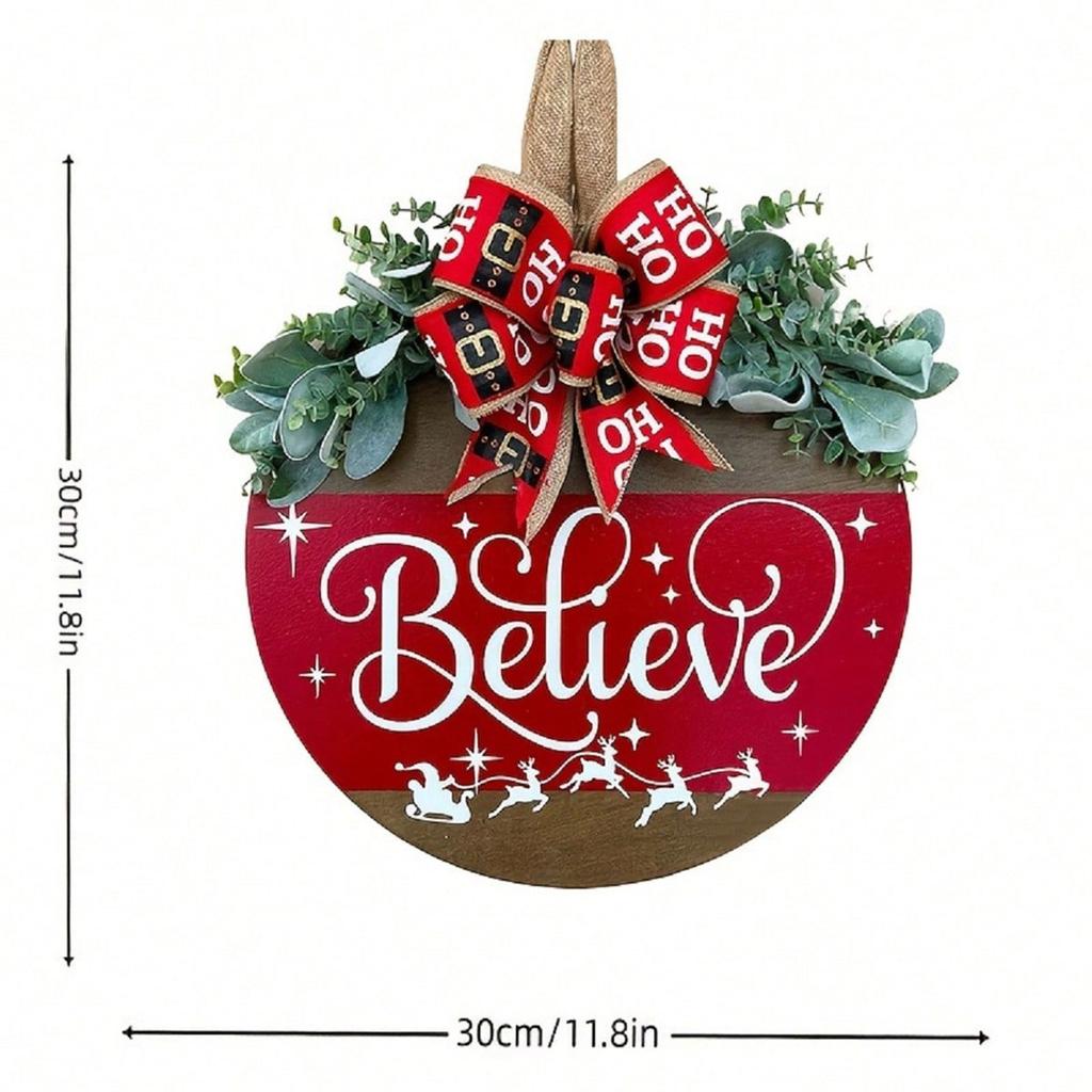 Праздничный рождественский приветственный знак, вешалки для входной двери, декор на открытом крыльце, стиль фермерского дома с бантом из мешковины