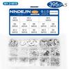 NINDEJIN E Clip Set Circlip Washer Assortment Kit Stainless Steel Carbon Steel 1.2-15mm External Retaining Clip For Shaft