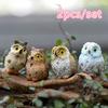 Micro Landscape Accessories Owl Ornament Animal Resin Miniatures Figurine DIY Home Decor 2pcs