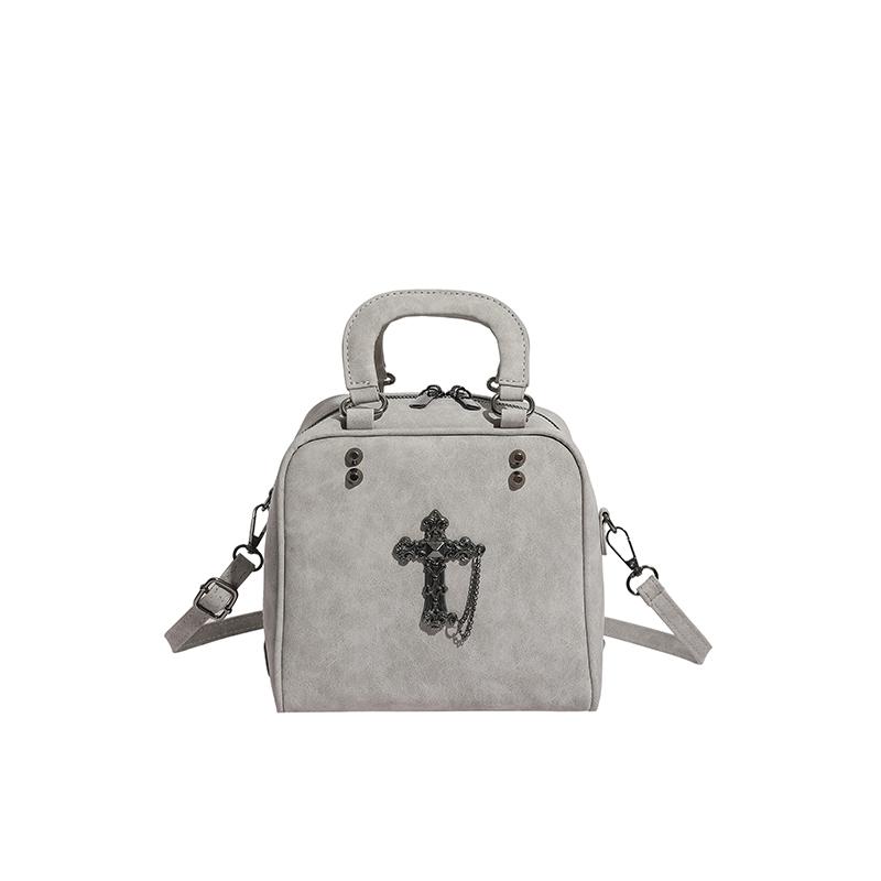 Fashion Y2K Vintage Box Shape Women's Handbag Multifunctional Retro PU Leather Ladies Crossbody Purse Streetwear Shoulder Bag