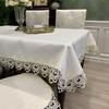 Tablecloth Rectangle Luxury Embroidery Lace Round Table Cover Flower Elegant Hollow Out Table Dining Cloth Table Flag Towels