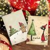 20 Sheets Christmas Postcard Vintage Xmas Tree Cat Gingerbread Man Snowman Reindeer Greeting Card for Winter Party Supplies