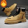 Мужские ботинки с высоким голенищем Зимние плюшевые теплые хлопковые туфли Водонепроницаемые кожаные ботинки Уличные нескользящие зимние ботинки Мужские повседневные ботинки на платформе