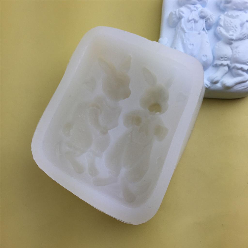 Силиконовая форма для кролика, пара кроликов, праздничная форма для помадки, сделай сам, свеча, пластырь-мыло, эпоксидная форма, инструмент для изготовления рукоделия