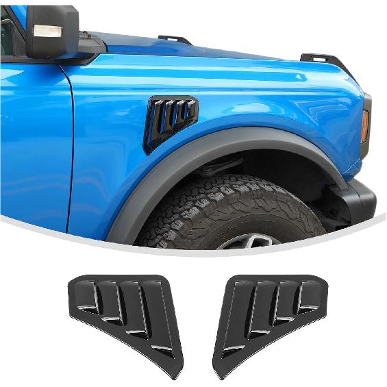 Linskip Fender Vent Trim Kit for 2021-2024 2026 Ford Bronco Standard, Fender Vent Covers for Bronco 2/4 Door Accessories Gloss Black
