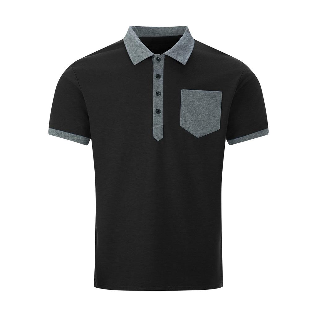 Men's Spring Colorblock Short Sleeve Lapel Shirt Men's Casual Fashion Shirt