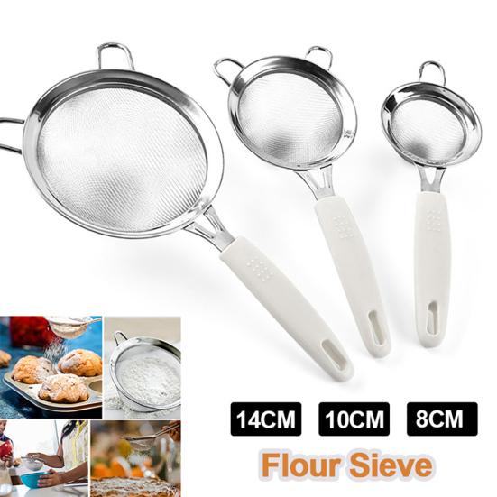 Kitchen Stainless Steel Handheld Screen Mesh Flour Sieve Oil Strainer Colander