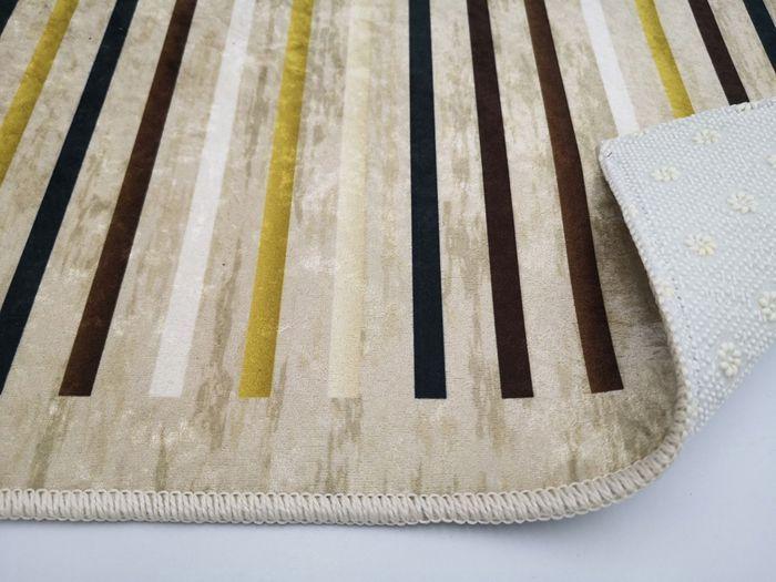 Tapis de salon - Tapis Rayures - Beige - 120x180 cm - Antidérapant - Lavable en machine