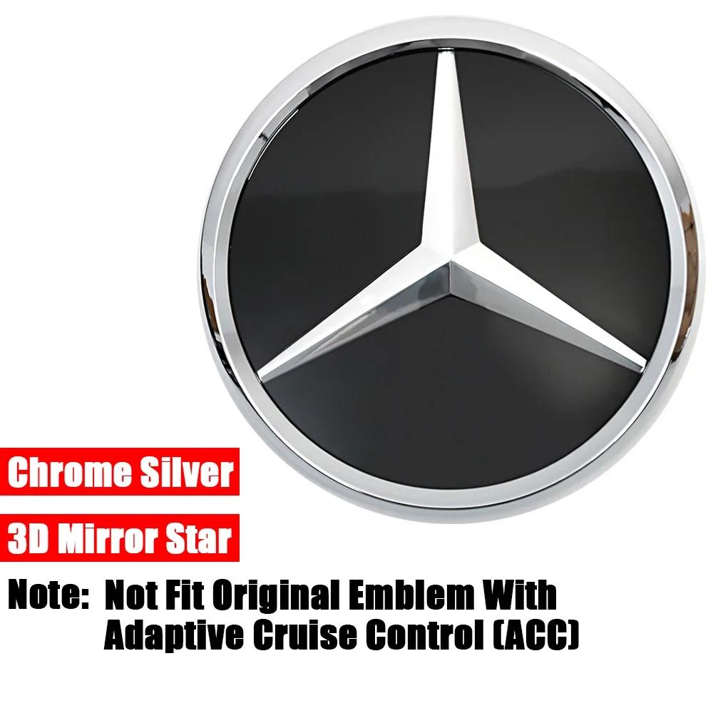 For Mercedes Benz Chrome Black 3D Mirror Emblem For Mercedes Benz A B C E S GLA GLB GLC GLE GLS GLK SLK SL ML-Class Front Grille
