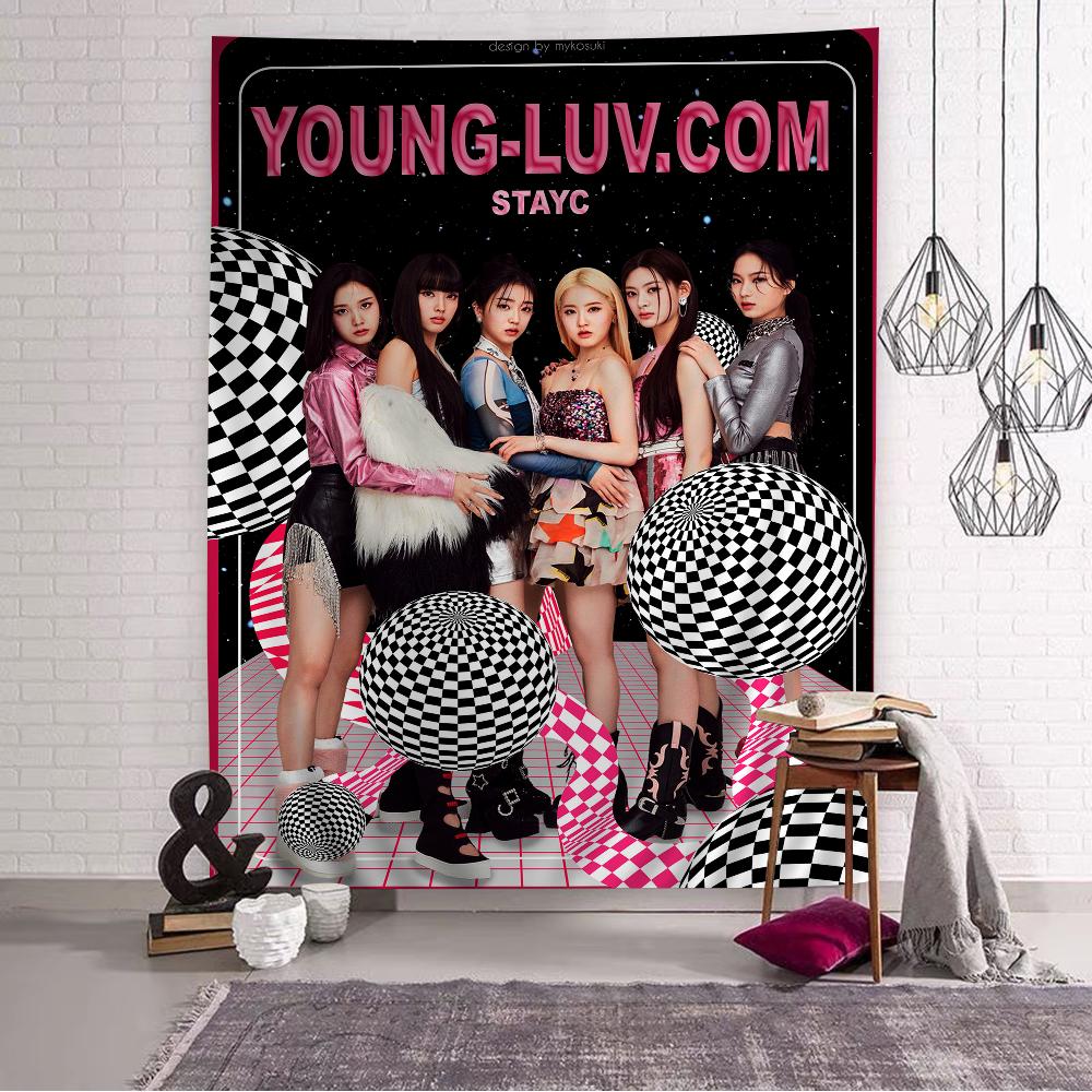 Stayc Korean group DIY Wall Tapestry Hippie Flower Wall Carpets Dorm Decor Wall Art Decor
