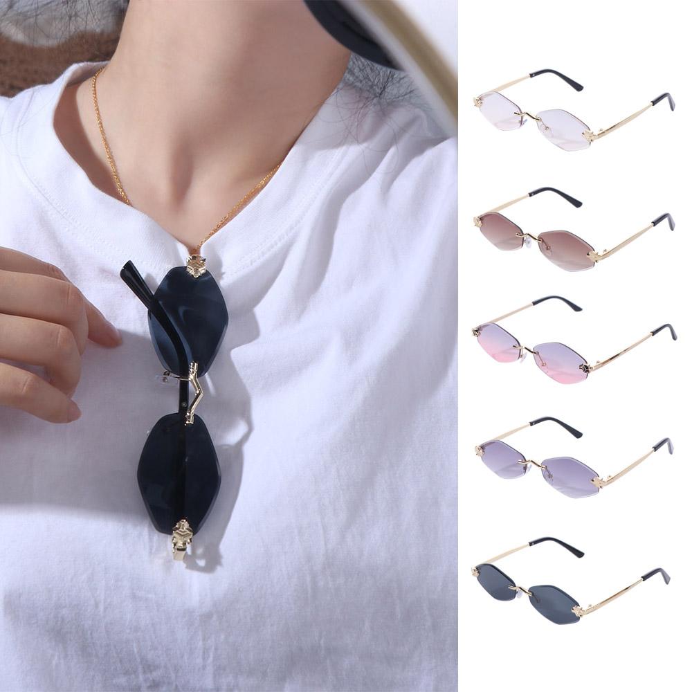 UV400 Rhombus Sunglasses Frameless Gradient UV Resistant Cycling Glass UV Protection Eyewear Outdoor Sport Sunglasses Women