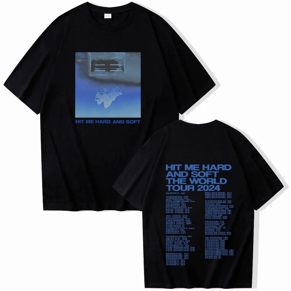 Уличная одежда Футболки Billie Hit Me Hard and Soft Tour Харадзюку Хип-хоп Круглый вырез Короткий рукав Повседневный наряд Одежда
