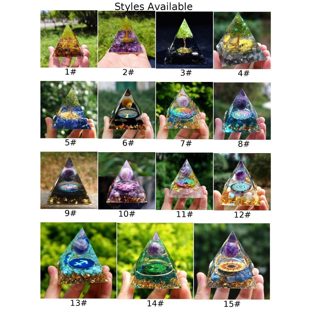 Energy Pyramid Orgonite Healing Crystals Chakra Tool 5*5*5cm Natural Amethyst Handmade Gift Home Office Decor