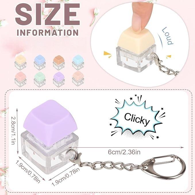 Keyboard Key Chain Fidget Toy Diy Stress Relief Button Finger Clicker Toys Small Gifts Keychains