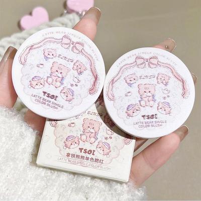 TSOI Latte Bear Монохромные румяна Натуральный Легко наносимый макияж Универсальный Высокопигментированный Энергичная девушка.