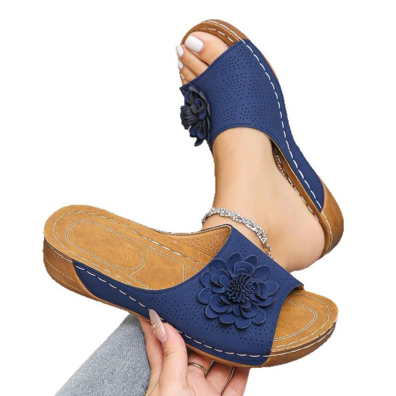 Женские шлепанцы с открытым носком широкой полноты, уличные шлепанцы на танкетке, летние сандалии в европейском стиле для женщин