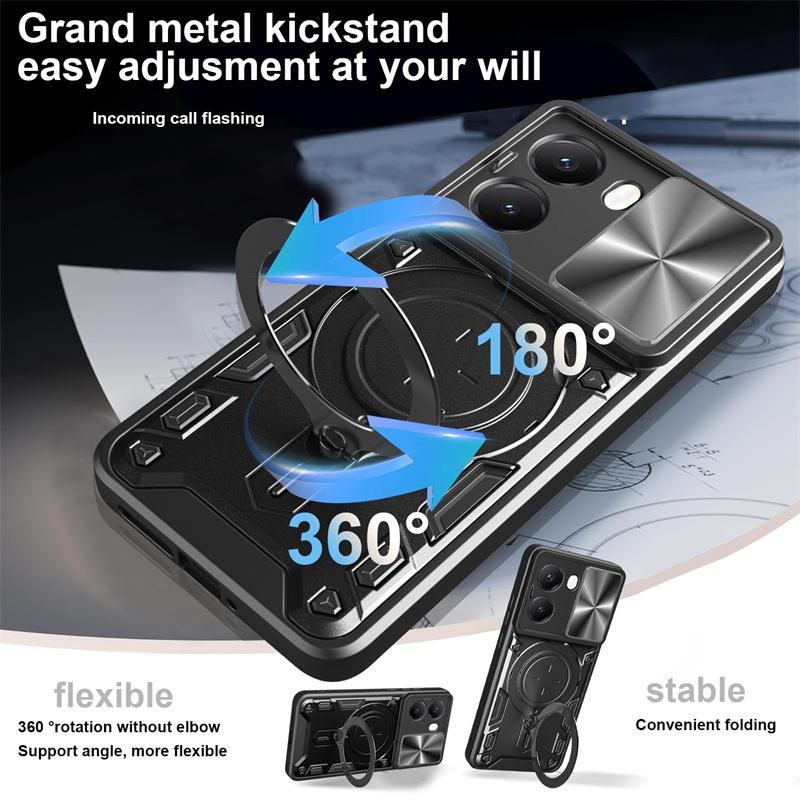 Чехол для Poco X7 Pro 5G Сдвижная шторка для камеры Противоударная задняя крышка для Поко Литл Х7 Х7 Про Х7про Покох7про Автомобильный магнитный кольцо-держатель Фунда