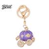 Girlfriend Keychain Gift Pendant Sparkling Rhinestones Pumpkin Carriage Shape Charm