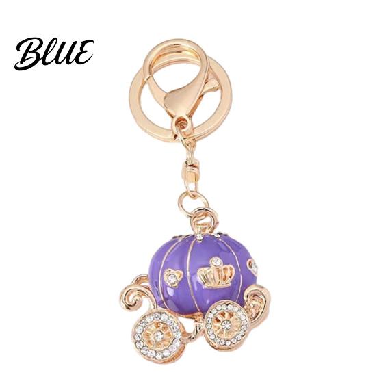 Girlfriend Keychain Gift Pendant Sparkling Rhinestones Pumpkin Carriage Shape Charm