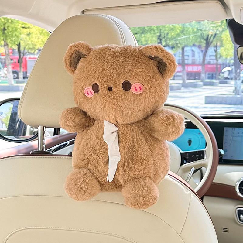 Cute Cartoon Hanging Back Seat Car Tissue Box Creative Decoration Tissue Holder For Women