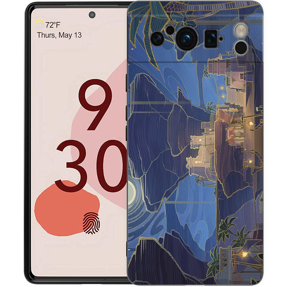 Genshin Impact Landscape Phone Case For Google Pixel 8 7 6 Pro 6A 7A 5G Soft Silicone Shockproof TPU Black Cover TPU Fundas