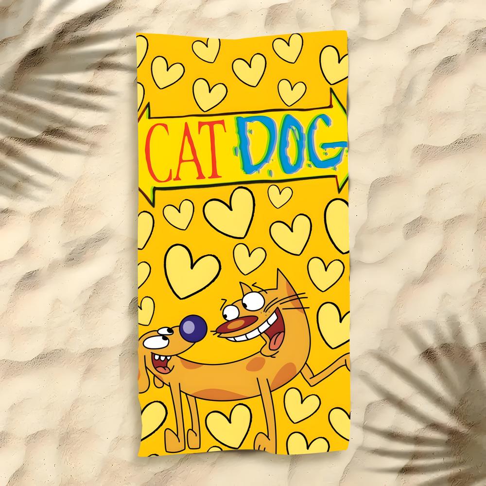 Полотенце C-Catdog Полиэстер Пляжное полотенце Быстросохнущее Без песка Банное полотенце для лета Бассейна Путешествий Отпуска
