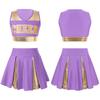 Girls Cheerleading Uniform Letter Print Tank Top with Pleated Skirt Set Cheer Leader Halloween Fancy Dress Costume