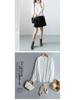 2026 Women's White V-Neck Embroidery Jacquard Lace Puff Sleeve Shirt