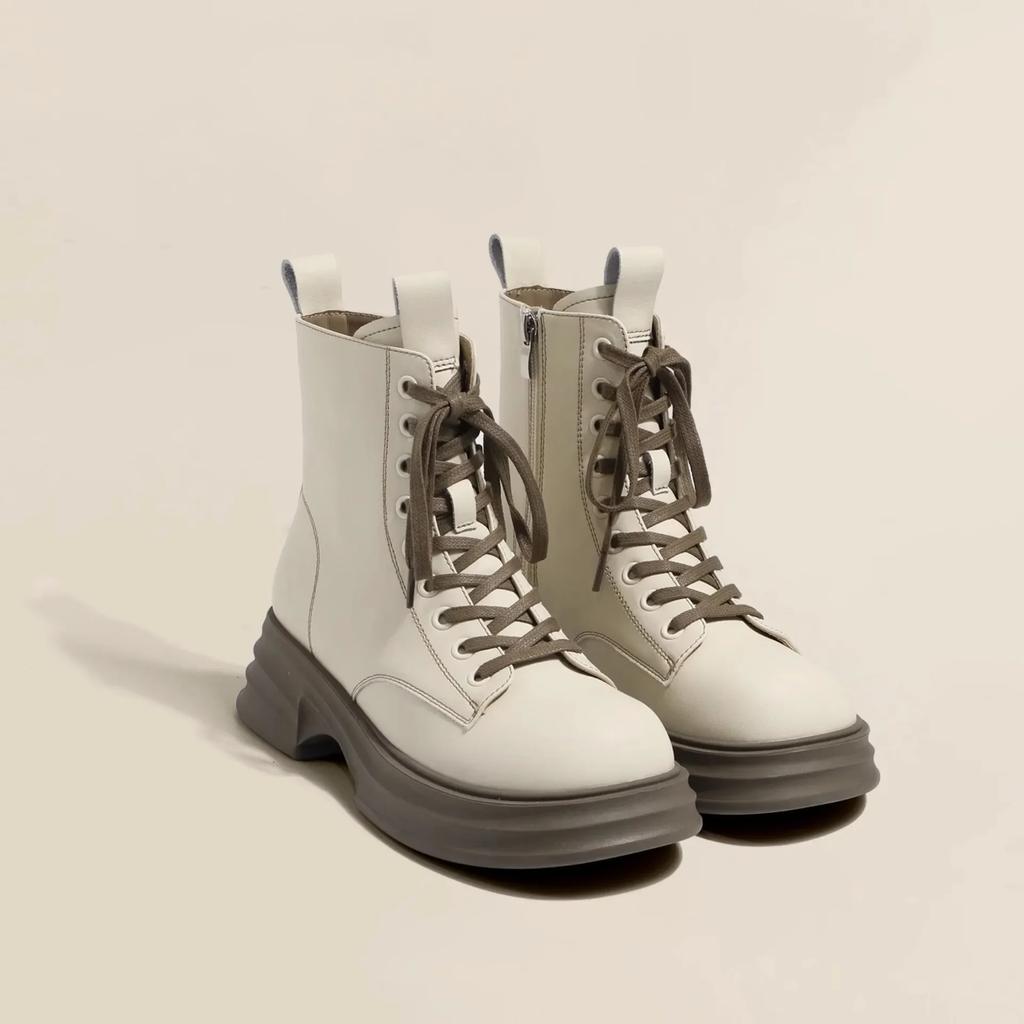 Женские короткие ботинки в стиле ретро, осенние, британские, уличные, на молнии, ботильоны на шнуровке, толстая подошва, Zapatillas Plataforma Mujer