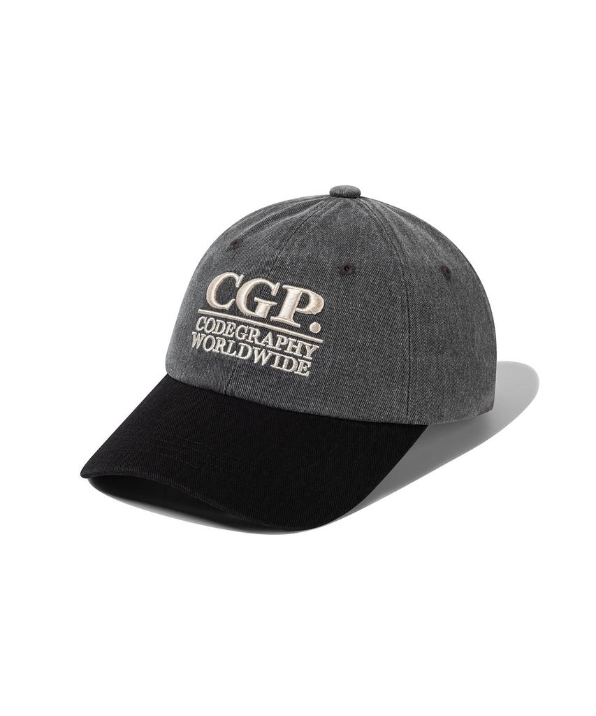 Кепка-бейсболка CGP с квадратным логотипом, цветные блоки, выцветшая_Угольный