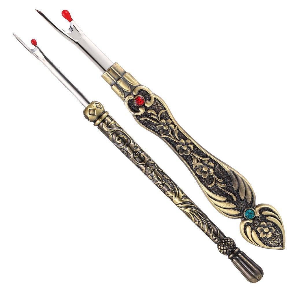 2 шт. Резная ручка Распарыватель швов Металлический нитеобрезатель Удобный инструмент для распарывания ниток Рукоделие