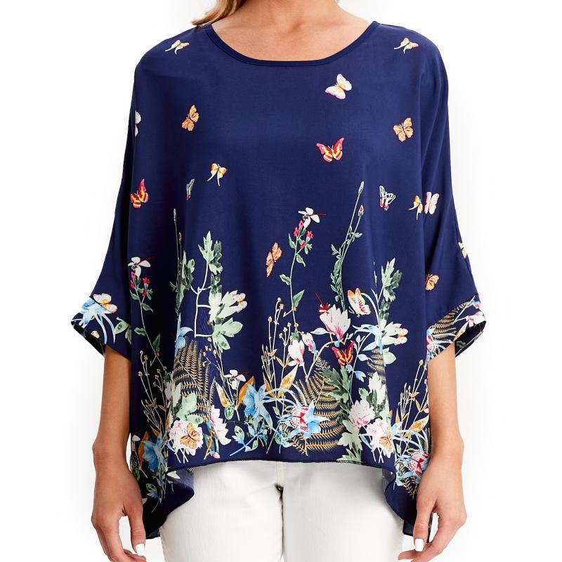Женская свободная шифоновая летняя блузка-туника с цветочным принтом в стиле бохо, пляжные накидки
