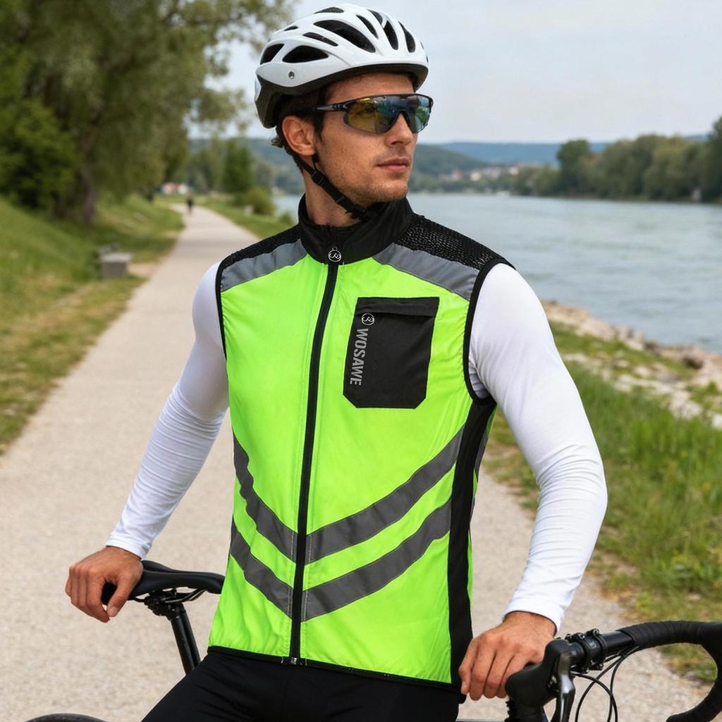 Cycling Vest WOSAWE Bike Sleeveless Gilet Windproof Hi Viz Reflective Clothing