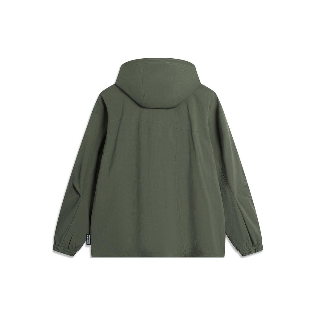 Li Ning CF Suo Однотонная повседневная куртка на молнии с капюшоном и длинными рукавами для мужчин куртки темно-зеленый AJDU249-4