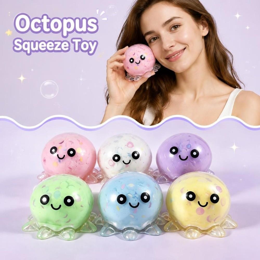 Vibrant Colors Octopus Squeeze Toy Soft Squeezable Octopus Squishy Toy Sensory Play