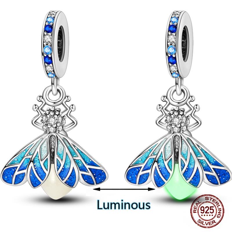 Shining Luminous Firefly Charms Copper Bulb Octopus Jellyfish Bee Fit Dangle Original Bracelets Glow Beads Women Diy Jewelry