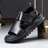Fashion Cow Leather Men's Sandals 2025 Summer New Designer Soft Sole Fashion Casual Beach Shoes Male Black Platform Sandals Man