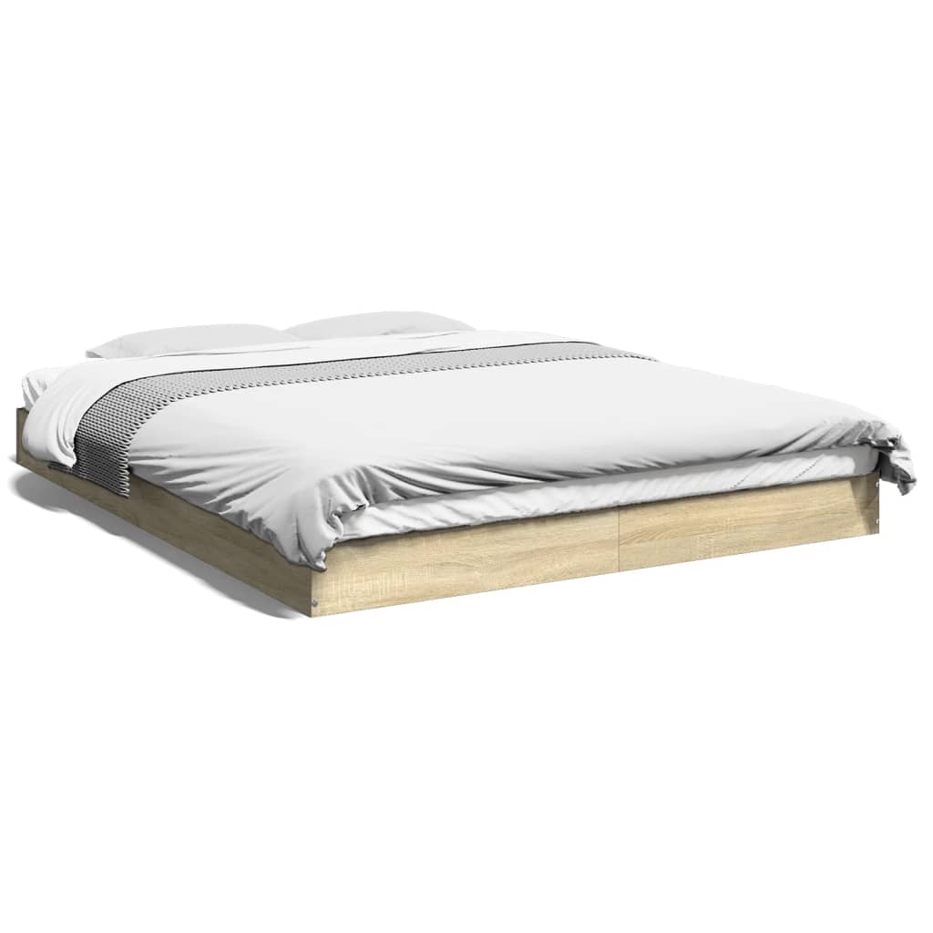 vidaXL Bettgestell ohne Matratze Sonoma-Eiche 160x200 cm Holzwerkstoff