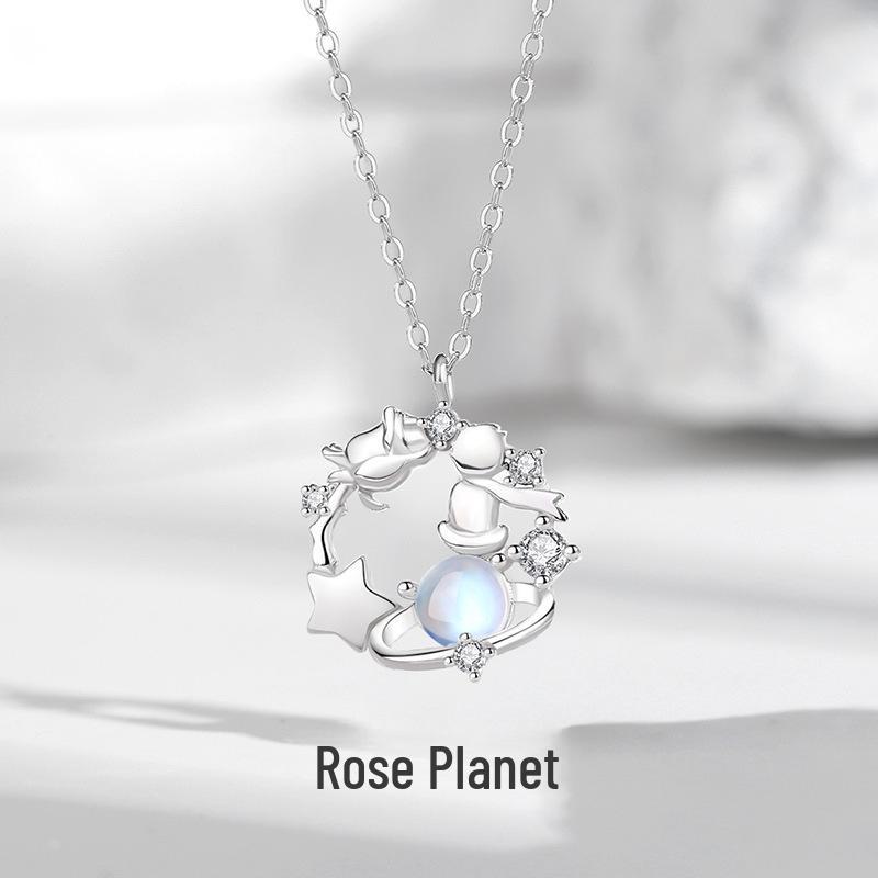 Ожерелье из роз и лунного камня – элитный дизайн, подарок Маленькому принцу для женщин