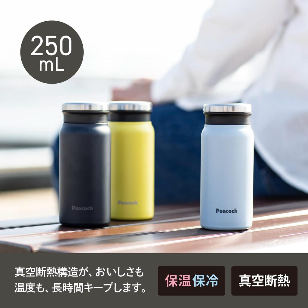 Thermos Water The-peacock Bottle, 250ml, Insulated, Navy, AMZ-C25-AK