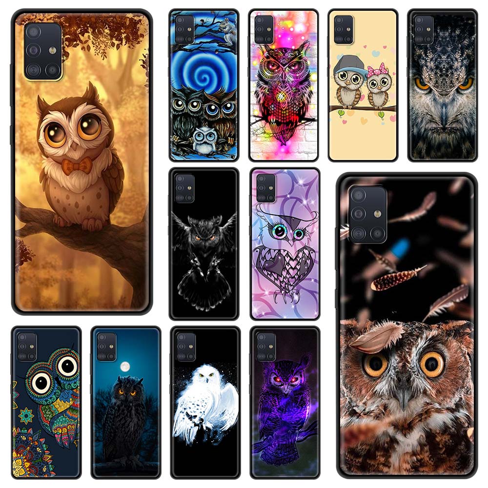 Soft Phone Case for Samsung Galaxy A21S A51 A71 A12 A50 A70 A31 A41 A02S A72 Shockproof Coque Shell Fashion Cartoon Owl