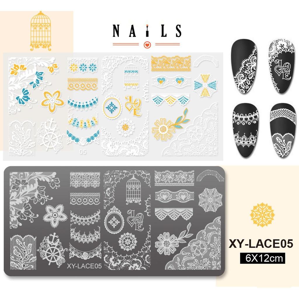 Французский стиль ногтей штампованные пластины кружево нержавеющая сталь трафареты печать на ногтях маникюрные инструменты для штамповки