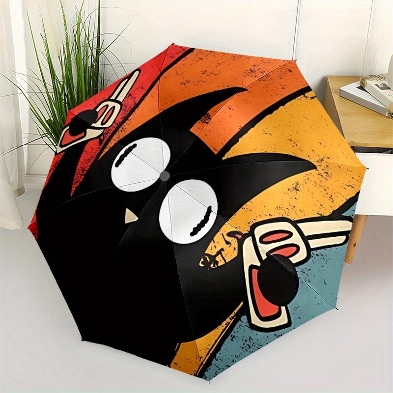 1pc Gangster Cat Automatic Open/close Umbrella, 8-Rib sturdy structure, Portable Travel Umbrella, Parties, Everyday Use, Outdoor Accessory,