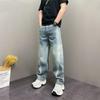 Осень 2025 Джинсы прямого кроя оверсайз: Универсальные брюки в стиле панк с эффектом стирки